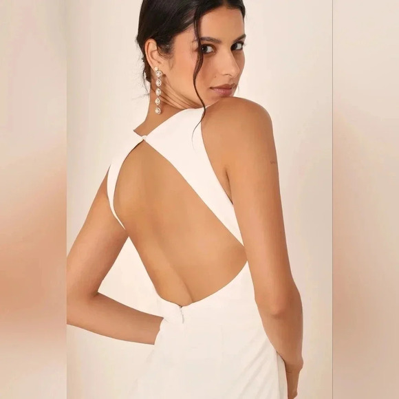 Lulu's Everlasting Promise White Notched Backless Mermaid Maxi Dress Bridal - Picture 3 of 14